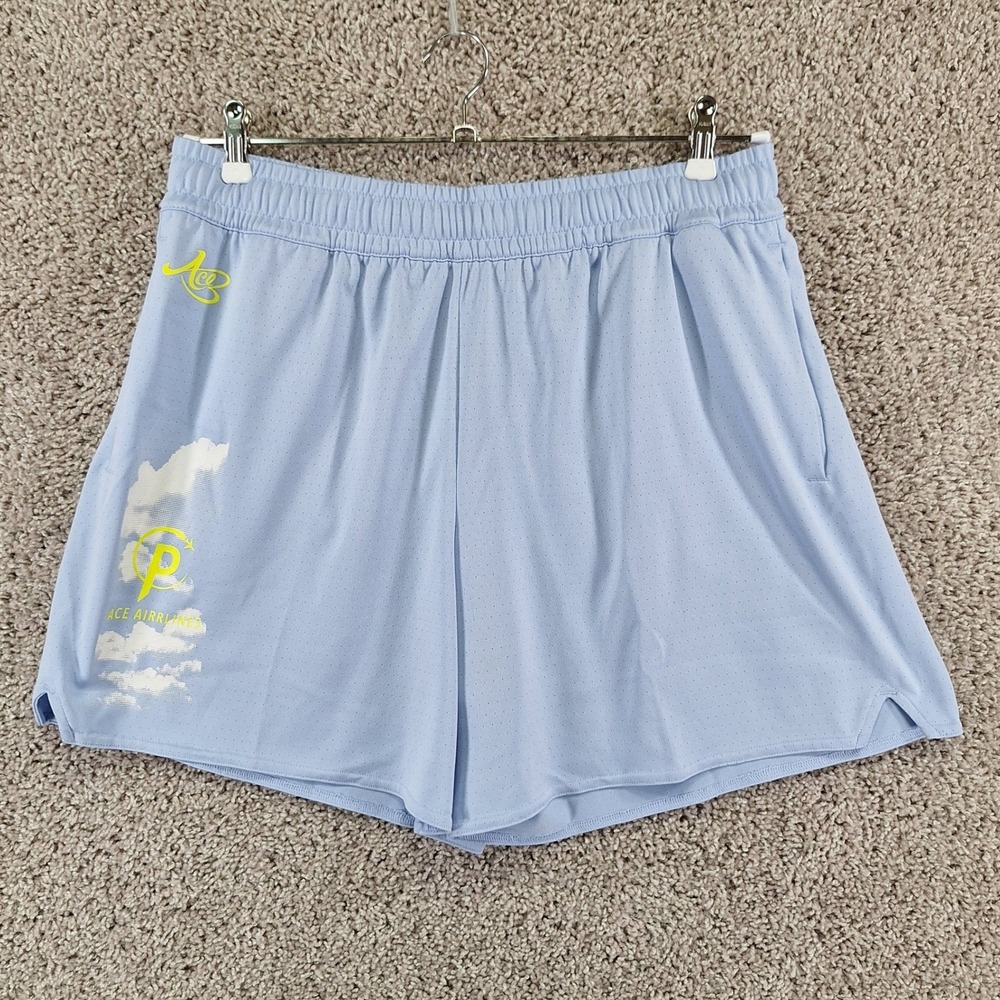 Adidas CP Air Shorts Women Large Light Blue Ace Airlines Athleisure Sporty NWT
